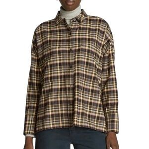 New Everlane The Boxy Flannel Long Sleeve Button Down Shirt Multi Plaid Size XS